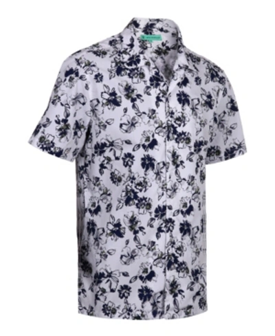 Mio Marino Men's Hawaiian Print Cotton Dress Shirts In Olive