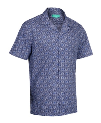 Mio Marino Men's Hawaiian Print Cotton Dress Shirts In Royal Blue