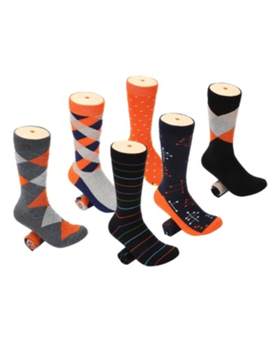 Mio Marino Men's Snazzy Collection Dress Socks Pack Of 6 In Orange