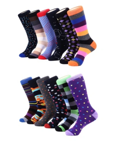 Mio Marino Men's Bold Designer Dress Socks Pack Of 12 In Purple