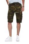 X-ray Men's Belted Double Pocket Cargo Shorts In Brown Camo