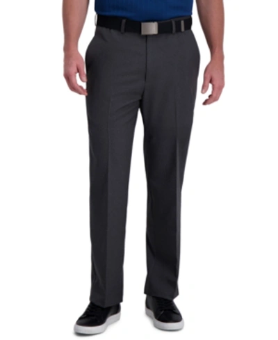 Haggar Cool Right Performance Flex Classic Fit Flat Front Pant In Dark Grey