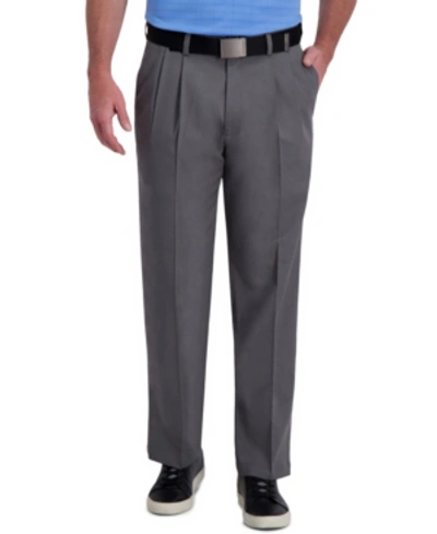 Haggar Cool Right Performance Flex Classic Fit Pleat Front Pant In Heather Grey