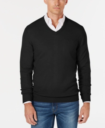 Club Room Men's V-neck Cashmere Sweater, Created For Macy's In Black