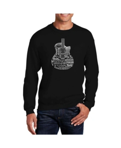 La Pop Art Men's Rock Guitar Head Word Art Crewneck Sweatshirt In Black