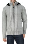 X-ray Hooded Full-zip High Neck Sweater Jacket In Grey