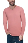 X-ray V-neck Rib Knit Sweater In Dusty Rose