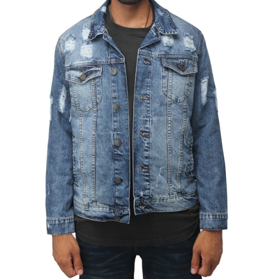 X-ray Distressed Denim Jacket - Slim Fit In Blue