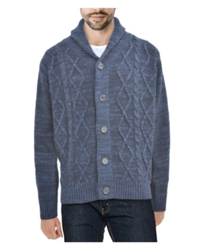 X-ray Cable Knit Button-down Sweater In Navy