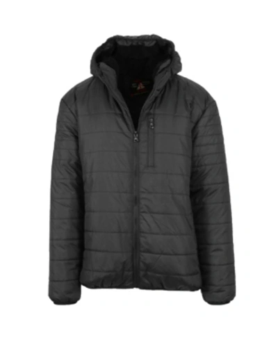 Galaxy By Harvic Men's Sherpa Lined Hooded Puffer Jacket In Black
