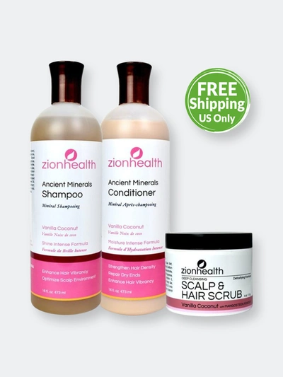 Zion Health Tropical Blend Hair Bundle Vanilla Coconut Shampoo 16 oz + Vanilla Coconut Conditioner 16 oz + Vanil In No Color