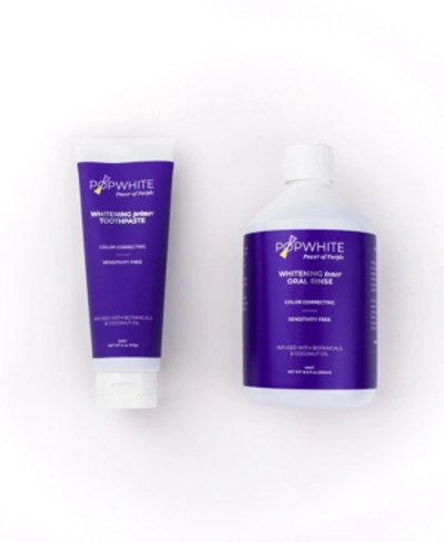 Popwhite Whitening Primer Whitening Toner Toothpaste, 4 oz + Oral Rinse Pack, 16.9 oz In Dark Purple