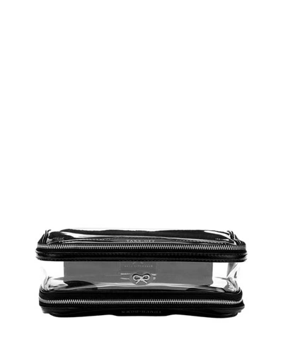 Anya Hindmarch Inflight Patent Leather Clear Pouch, Black In Black Capr