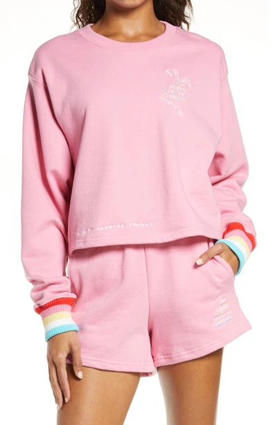 Themightycompany The Rainbow Cuff Sweatshirt In Light Pink