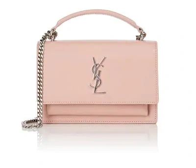 Saint Laurent Sunset Monogram Ysl Small Calf Leather Wallet On Chain In Light Pink