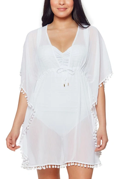 Bleu By Rod Beattie Pompom Cover-up Caftan In White