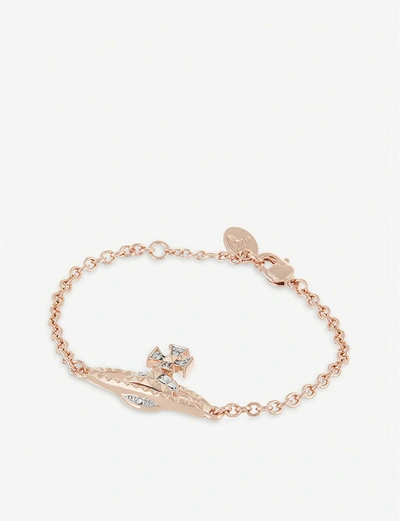 Vivienne Westwood Jewellery Mayfair Bas Relief Rose Gold- And Rhodium-plated Brass And Crystal Charm Bracelet In Nero