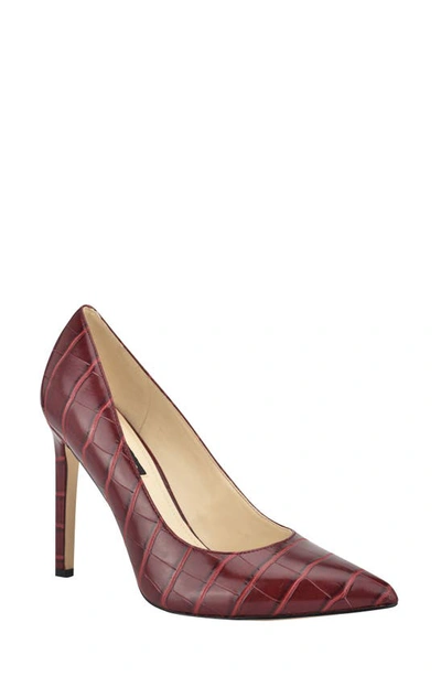 Nine West Women's Tatiana Pointy Toe Pumps Women's Shoes In Wine Croco