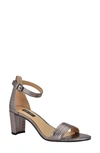 Nine West Women's Pruce Ankle Strap Block Heel Sandals Women's Shoes In Pewter Lizard