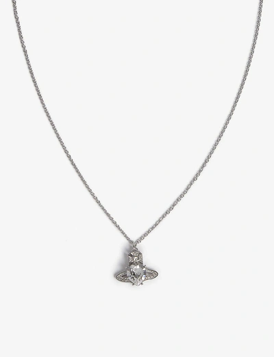 Vivienne Westwood Jewellery Mens Crystal/rhodium Ariella Silver-toned Brass, Crystal And Cubic Zirconia Pendant Necklace