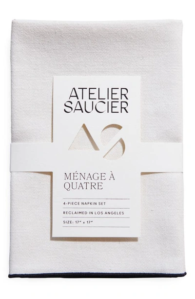 Atelier Saucier Menage A Quatre Set Of 4 Reclaimed Burlap Napkins In Burlap Noir