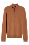Nordstrom Men's Shop Regular Fit Cashmere Quarter Zip Pullover In Brown Kona