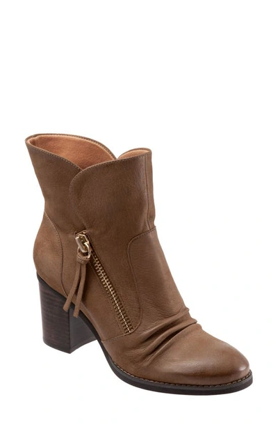 Softwalkr Kendall Ruched Upper Bootie In Stone Nubuck