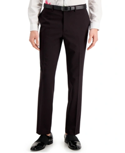 Inc International Concepts Men's Slim-fit Burgundy Solid Suit Pants, Created For Macy's In Pure Burgundy