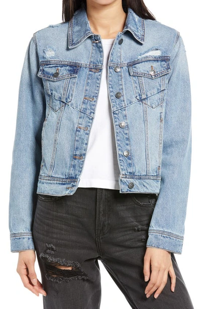 Hidden Jeans Fitted Denim Trucker Jacket In Light Wash