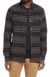 Roark Diablo Classic Fit Stripe Water Repellent Snap-up Shirt Jacket In Black