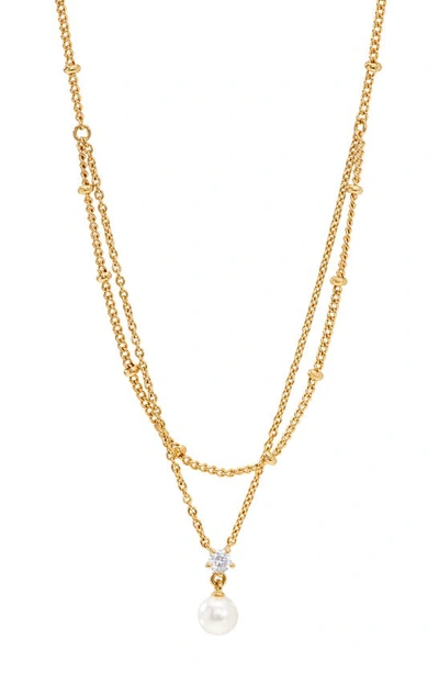 Ajoa Imitation Pearl & Cubic Zirconia Layered Necklace In Gold