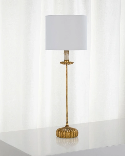 Regina Andrew Clove Stem Buffet Natural Linen Shade Table Lamp In Gold