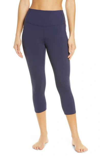 Zella Live In High Waist Pocket Crop Leggings In Navy Nightfall
