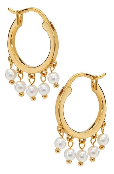 Ajoa Shaker Imitation Pearl Huggie Hoop Earrings In Gold