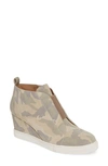 Linea Paolo Felicia Wedge Sneaker In Cream/ Tan Camo Fabric