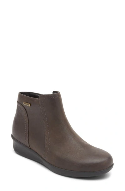 Aravon Fairlee Wedge Bootie In Brown Nubuck Leather