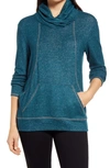 Loveappella Cross Neck Seamed Pullover In Teal