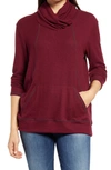 Loveappella Cross Neck Seamed Pullover In Dk Burgundy