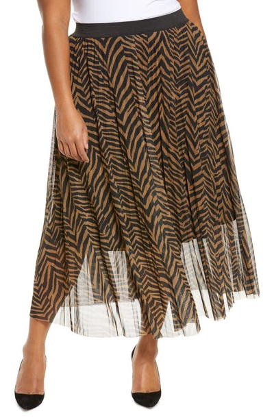 Adyson Parker Animal Print Mesh Skirt In Taupe Zebra Combo