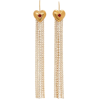 Mondo Mondo Gold Super Lover Crystal Earrings In Gold Verm