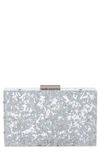 Olga Berg Carmella Foil-flecked Box Clutch In Silver