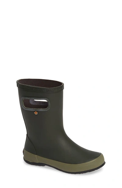 Bogs Kids' Skipper Solid Waterproof Rain Boot In Dark Green