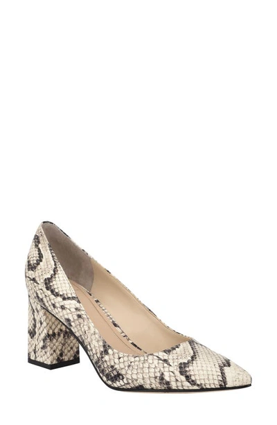 Marc Fisher Ltd Zala Block Heel Pump In Cream Multi Leather