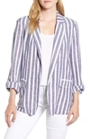 Caslonr Caslon Boyfriend Blazer In Navy- White Linen Stripe