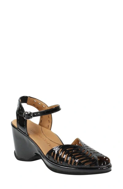 L'amour Des Pieds Oanez Wedge Sandal In Black Patent Leather