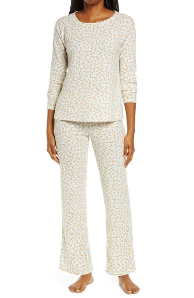 Bp. Saturday Morning Thermal Pajamas In Ivory Egret Wind Blossom