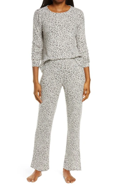 Bp. Saturday Morning Thermal Pajamas In Grey Micro Leopard