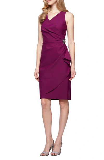 Alex Evenings Side Ruched Cocktail Dress In Passion