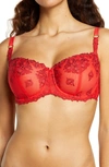 Chantelle Lingerie Champs Elysees Unlined Lace Demi Bra In Poison Red