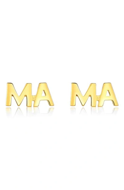 Adornia 14k Gold Plated Mama Stud Earrings In Yellow
